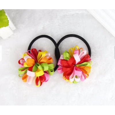 Ribbon Bow Hair Tie Rope Hair Band Colorfully Boutique Bows Elastic Hair band for girls